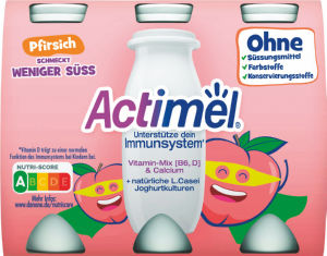 Jogurtov napitek Actimel Kids, breskev, 0% dodanega sladkorja, 6 x 100 g
