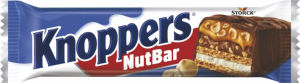 vafelj z mlečno in lešnikovo kremo peanut, knoppers nutbar, 40g
