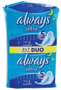 Higienski vložki Always dvojni nočni, 14/1