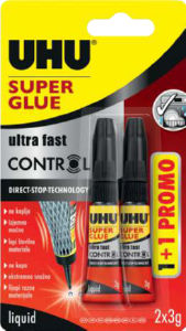 Uhu Super glue Control, tek.,blister, 3 g, 1+1