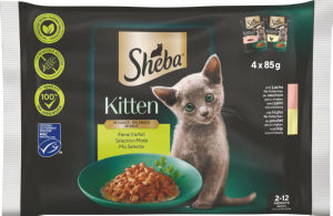 Sheba mokra hrana za mačke, Junior Kitten, mešani izbor v omaki, 4 x 85 g