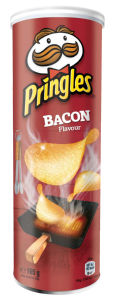 Pringles Hrustljavi slani prigrizek, z okusom slanine, 165 g