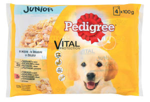 Hrana za pse Pedigree, Junior, piščanec, govedina, 4 x 100 g