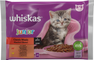 Whiskas mokra hrana za mačke, Junior, klasični izbor, 4 x 85 g