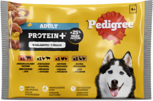 Mokra hrana za pse Pedigree Protein, mešani izbor v želeju, 4 x 85 g