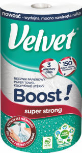 Brisača papirnata Velvet, kuhinjska, Boost, 3 sl., 150 listov