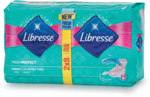 Higienski vložki Libresse, ultra thin, long duo, 2 x 8