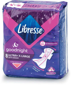 Higienski vložki Libresse, Ultra night, Extra Wings, 8/1