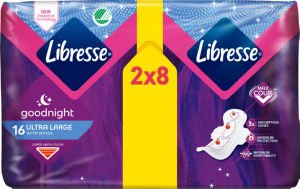Higienski vložki Libresse, Ultra Night, Wings, 16/1