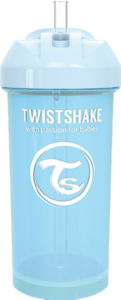 Lonček Twistshake s slamico, moder, 360ml