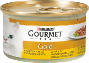Hrana za mačke Gourmet, govedina, piščanec, 85g