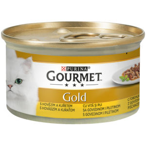 Hrana za mačke Gourmet, govedina, piščanec, 85g
