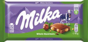 Mlečna čokolada Milka, celi lešniki, 95 g