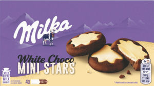 Keksi Milka, White Choco Mini Stars, 150 g
