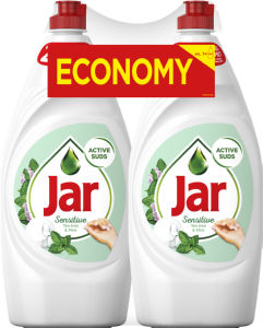 Detergent za pomivanje posode Jar, Sensitive Tea Tree & Mint, 2 x 900 ml