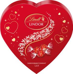 Bonboniera čokolada mlečna Lindor, srce, 160 g