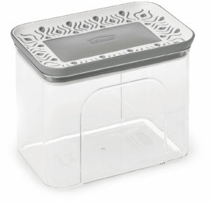 Posoda za shranjevanje, transparentna, bela, siva, pravokotna, 1,2 l