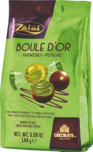 Praline čokoladne mlečne Zaini, Boule D’or, s pistacijo, 125 g