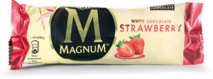 Sladoled Magnum, jagoda, bela čok., 110 ml