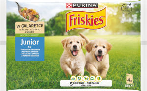 Friskies mokra hrana za pse, v želeju, Junior, 4 x 85 g