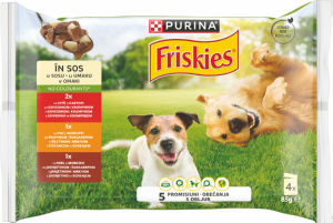 Friskies mokra hrana za pse, govedina, piščanec, jagnjetina, 4 x 85 g