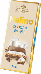 Čokolada mlečna Nelino, z mlečnim polnilom in vafljem, 80 g