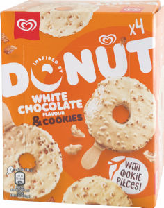 Sladoled Algida, Donut, bela čokolada & Cookies, 4 x 62 ml