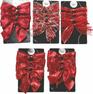 Pentlje rdeče, božična dekoracija, vel. 2,5 x 10 cm, 4/1