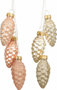 Okrasek stekleni borovi storži, različnih barv