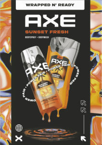Darilni set Axe, Sunset Fresh, moški, deo v spreju, gel za prhanje