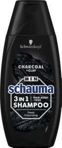 Šampon za lase Schauma 3 v 1 Charco & Clay, moški, 250ml