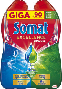 Gel Somat, Excellence, Grease, 90 pranj, 2 x 810 ml