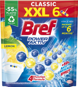 Osvežilec Bref, wc obešanka, Power Aktiv, Lemon, 6 x 50 g