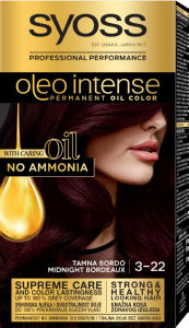 Barva za lase Syoss, Color Oleo 3 – 22, Midgnight Bordeaux