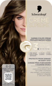 Barva za lase Schwarzkopf, Creme Supreme, 6-0 Natural Light Brown