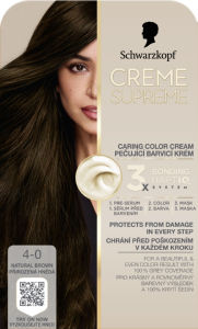 Barva za lase Schwarzkopf, Creme Supreme, 4-0 Natural Dark Brown