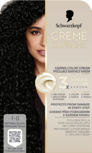 Barva za lase Schwarzkopf, Creme Supreme, 1-0 Natural Black