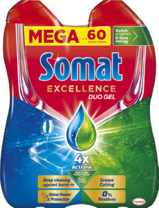 Gel Somat Duo, Grease Cutting, 60 pranj, 2 x 650 ml