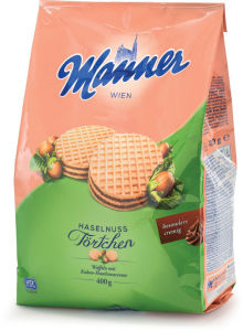 Vafelj tortice Manner, s kakavovo in lešnikovo kremo, 400 g