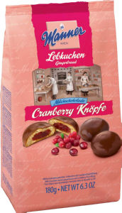 Kolački Manner, s sadnim polnilom brusnice, 180 g