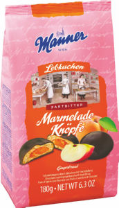 Kolački Manner, s sadnim polnilom jabolke in marelice, 180 g