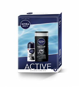 Darilni set Nivea Men, Active, roll-on 50 ml + tuš gel 250 ml