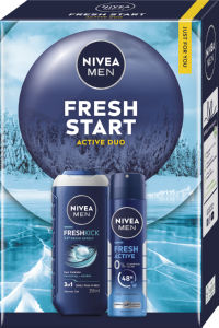 Darilni set Nivea Men, Fresh Start, tušgel Fresh Kick, deo Fresh Active