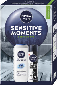 Darilni set Nivea Men, Sensitive Moment, tušgel Sensitive, deo Black & White