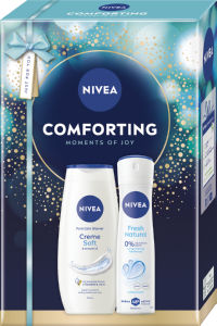 Darilni set Nivea, Comforting, tušgel Creme Soft, deo Fresh Natural