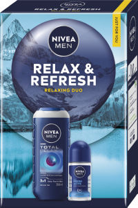 Darilni set Nivea Men, Relax Fresh, tušgel Total Relex, deo Fresh Active