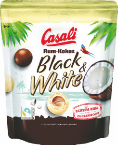 Bonboni draže Casali, Rum kokos, Black & White, 175 g