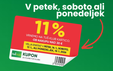 11 % vrnemo na Tuš klub kartico
