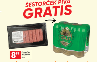 Kupi čevapčiče, prejmi GRATIS šestorček piva