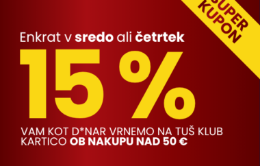 15 % VRNEMO na Tuš klub kartico ob nakupu nad 50 €